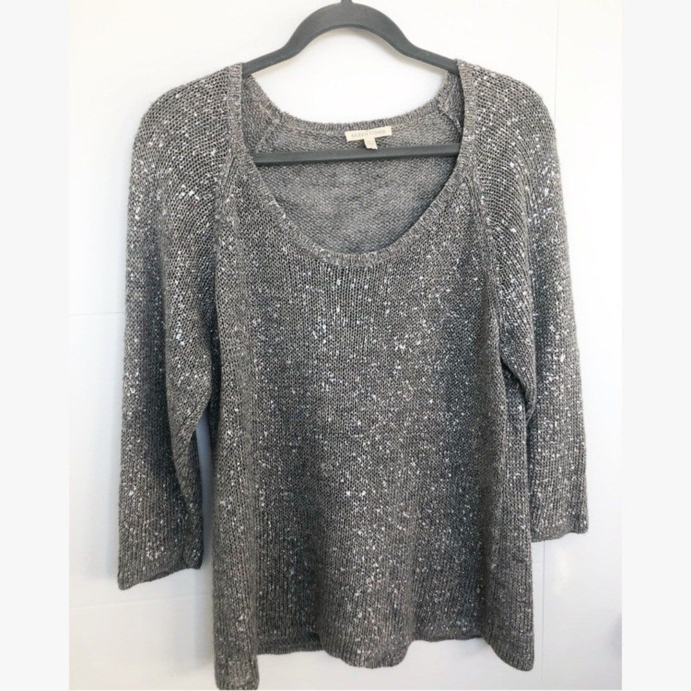 Eileen Fisher Metallic Waffle-Knit Sweater
